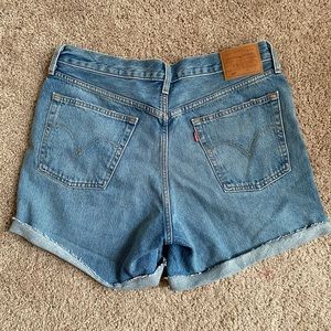 Levi’s 501s high waisted distressed denim shorts